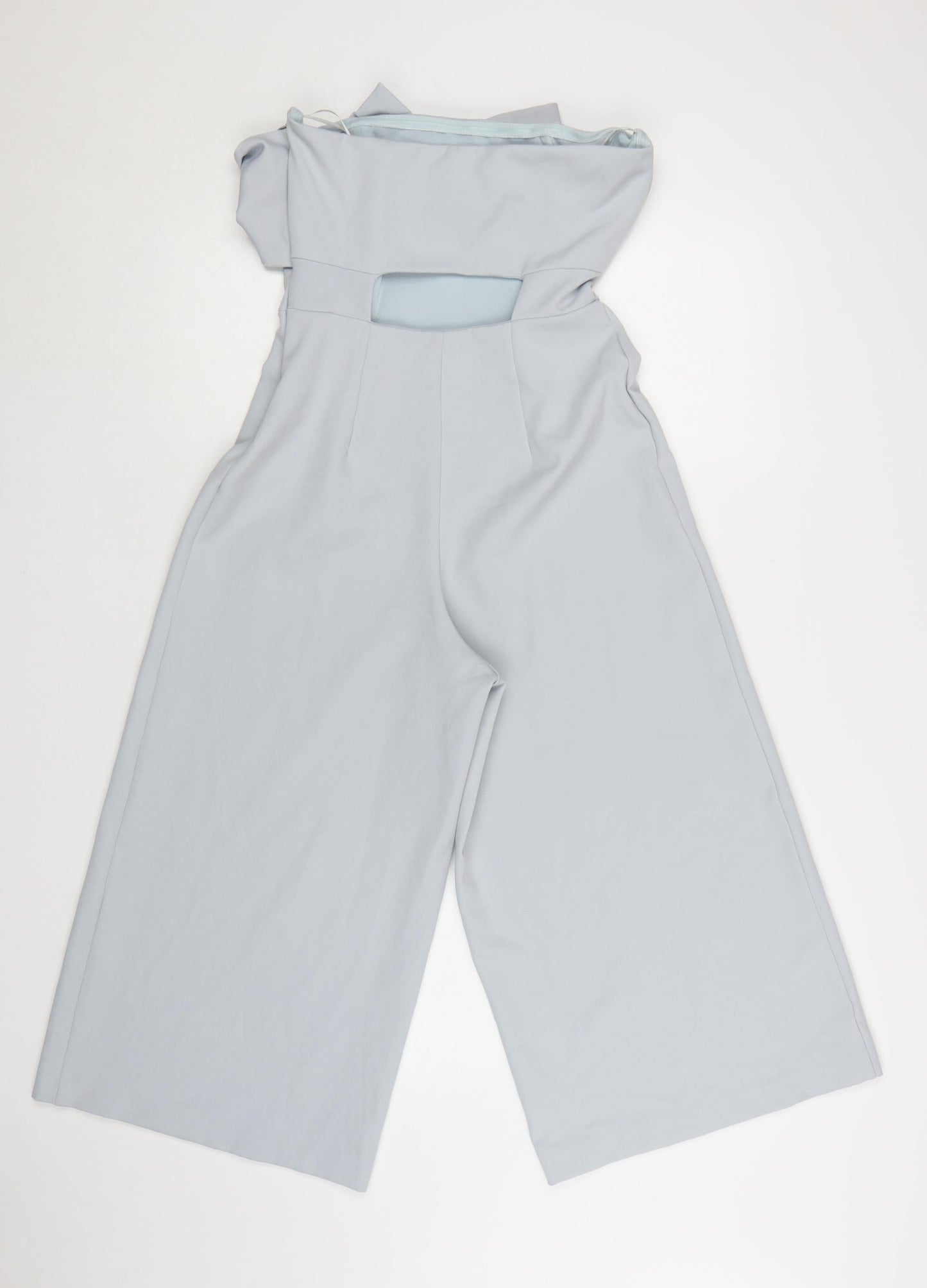 Topshop Women Blue Strapless Wide-Leg Jumpsuit Size 8 Polyester Blend