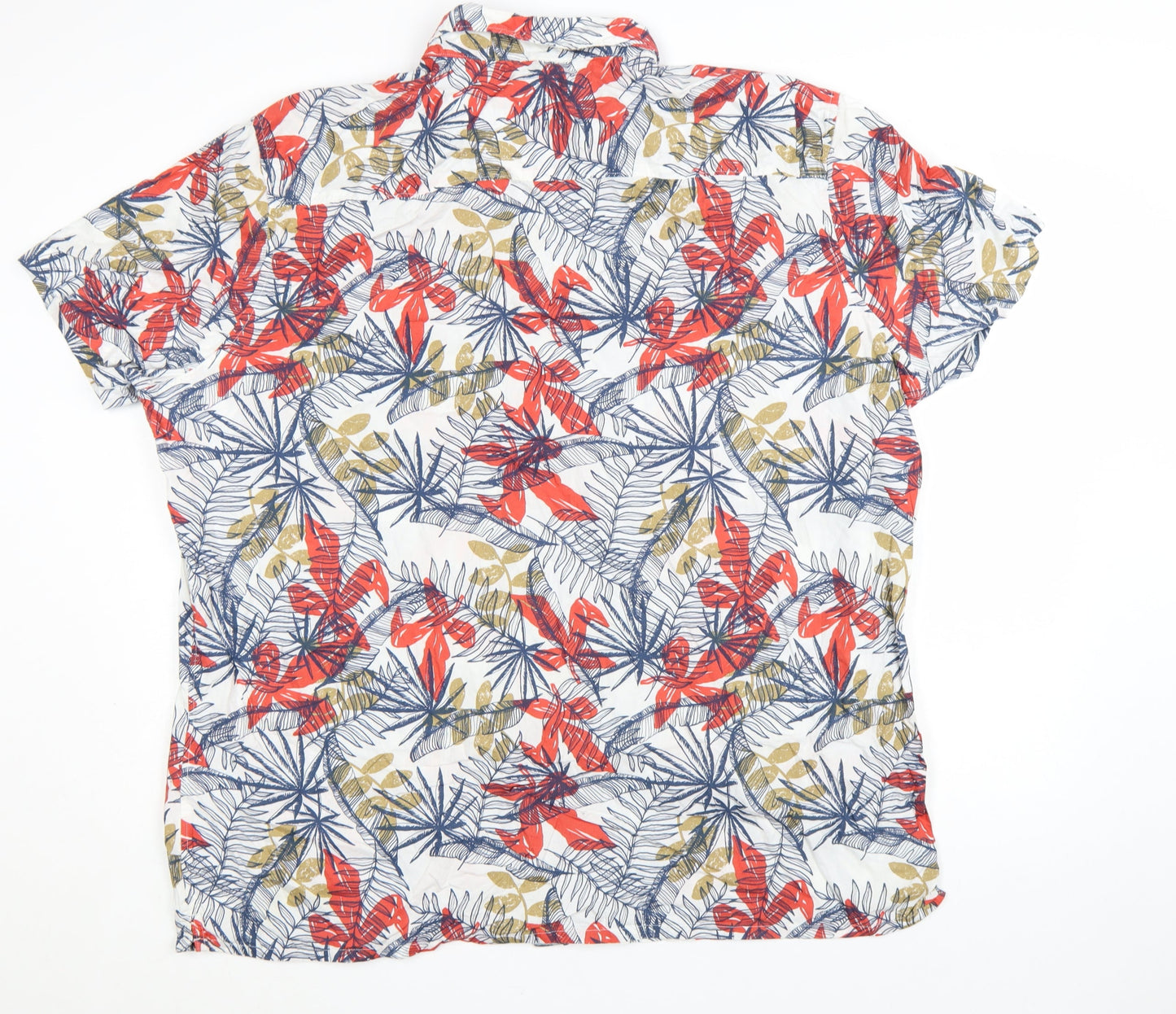 Next Men's Multicoloured 3XL Tropical Floral Cotton Short Sleeve Button-Up Shirt