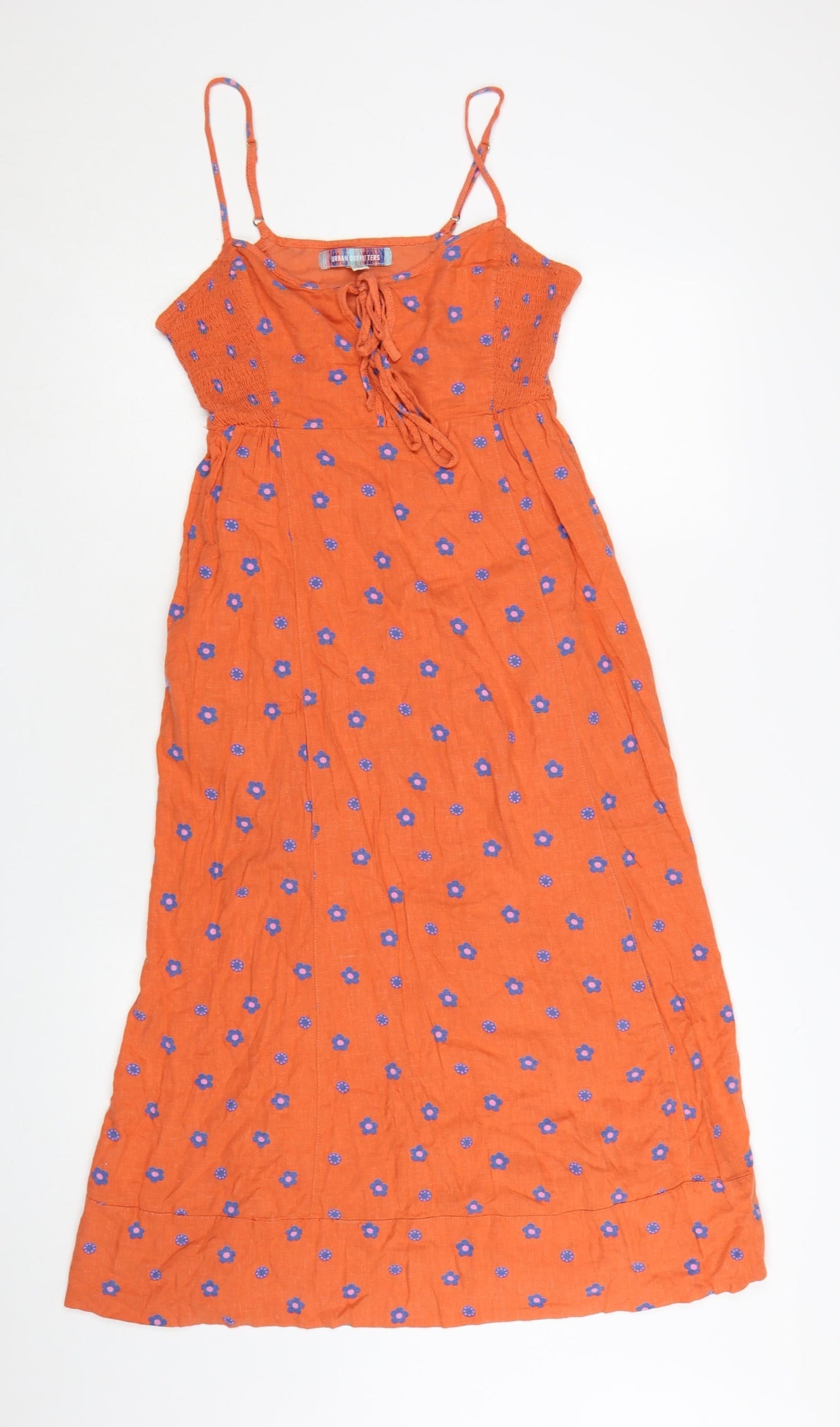 Urban Outfitters Women Orange Floral Midi Slip Dress Size S
