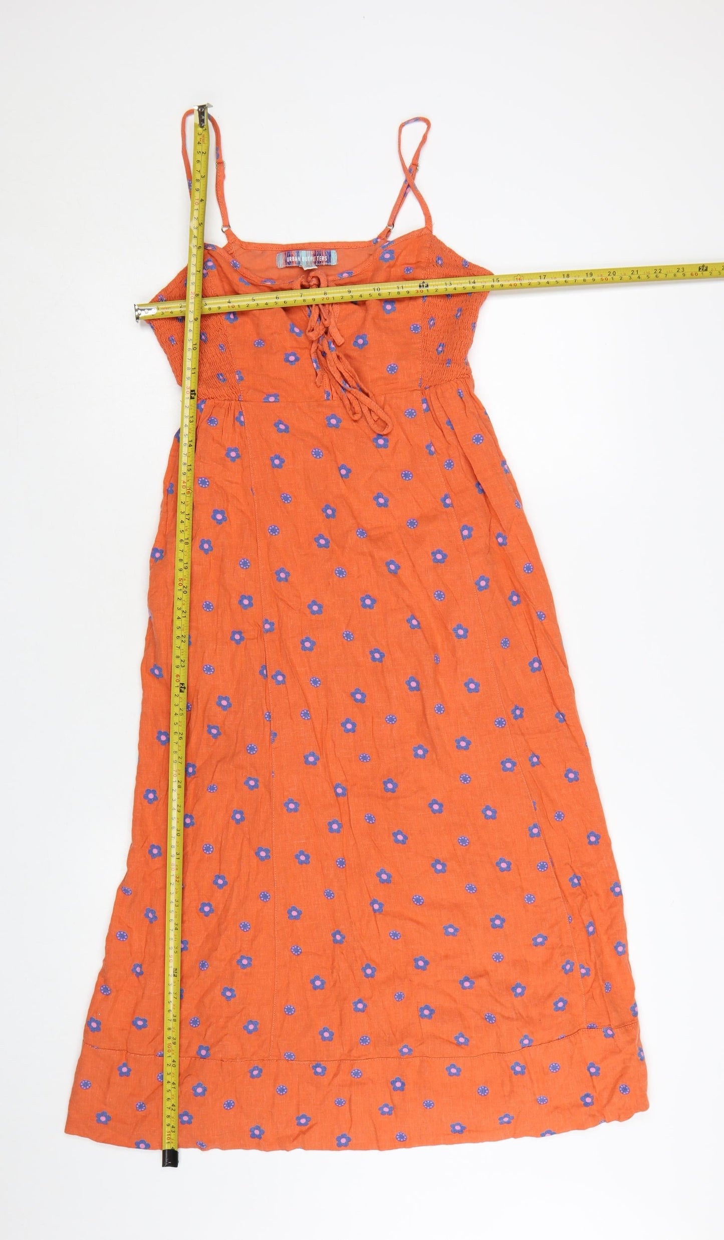 Urban Outfitters Women Orange Floral Midi Slip Dress Size S