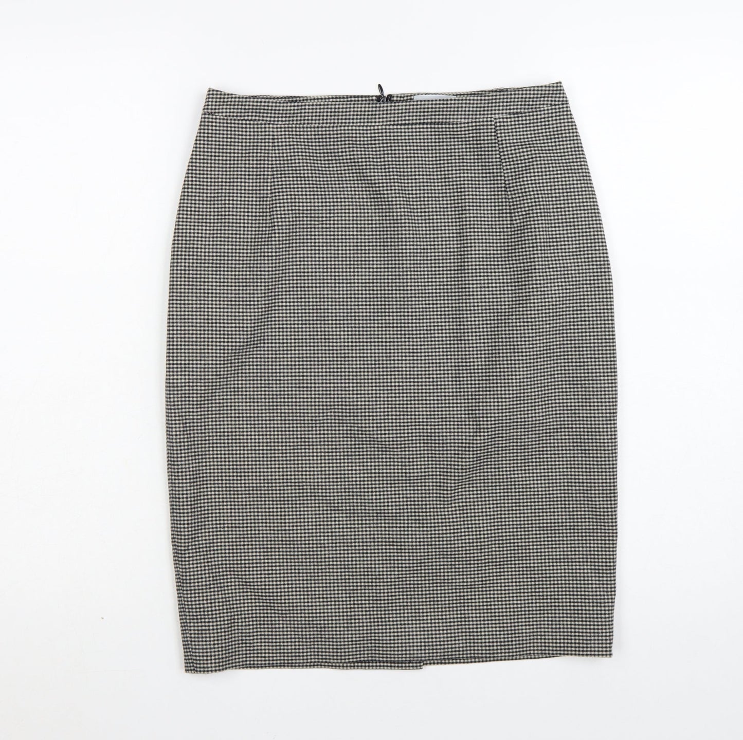 Jigsaw Women Black Check Pencil Skirt Size 10 Cotton Blend Lined