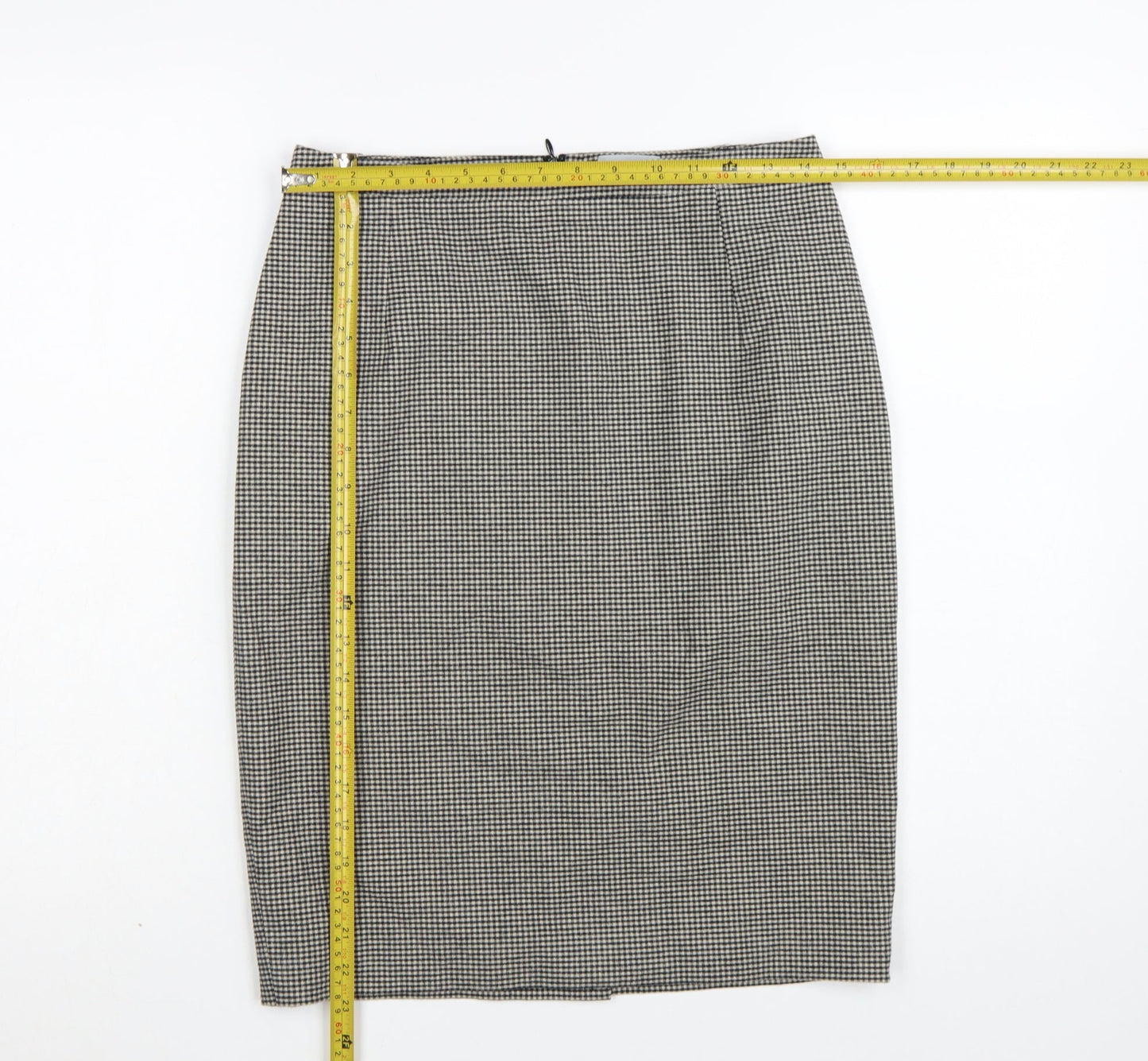 Jigsaw Women Black Check Pencil Skirt Size 10 Cotton Blend Lined