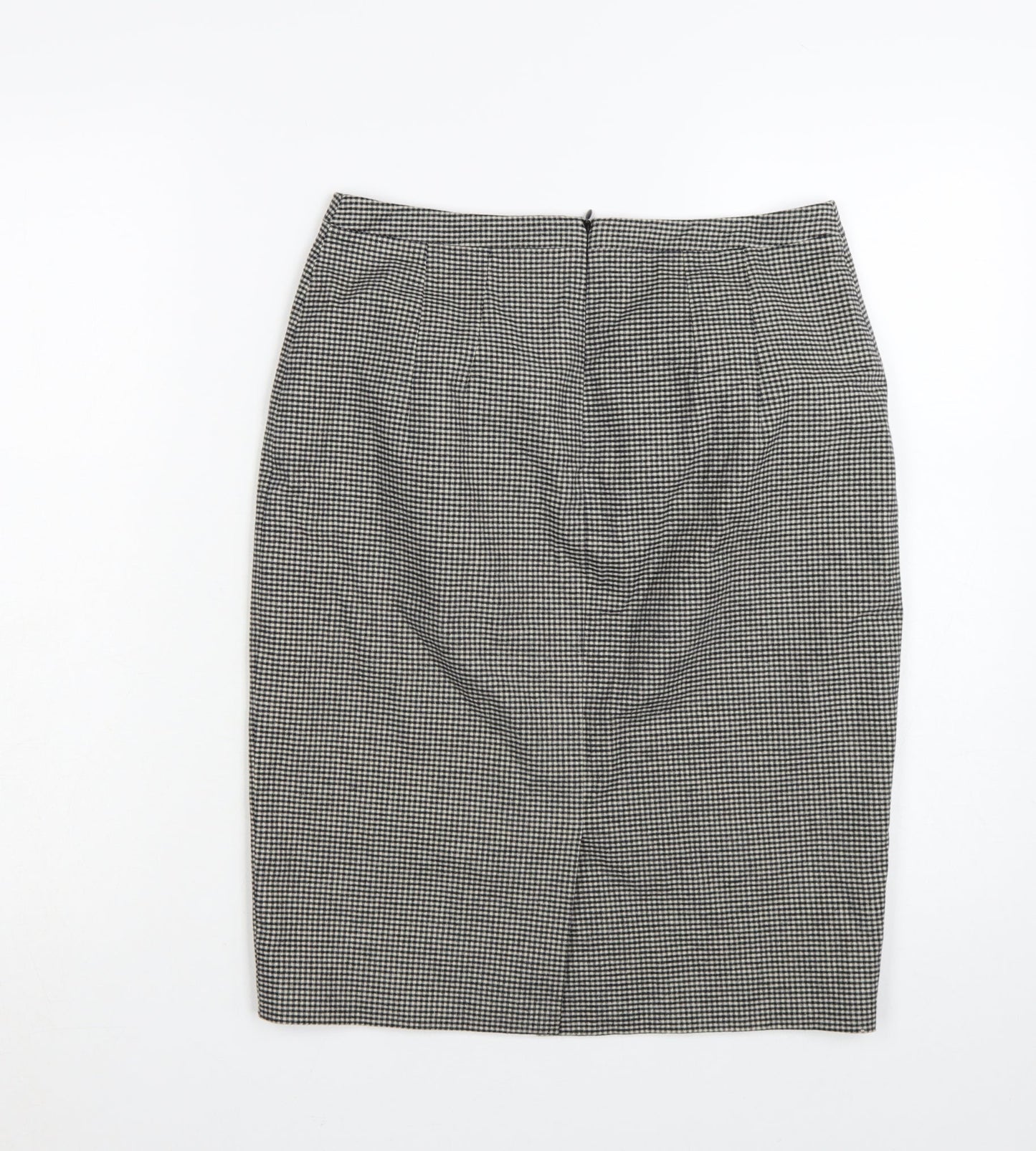 Jigsaw Women Black Check Pencil Skirt Size 10 Cotton Blend Lined