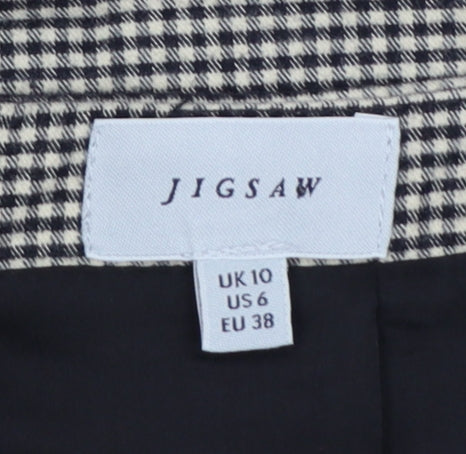 Jigsaw Women Black Check Pencil Skirt Size 10 Cotton Blend Lined