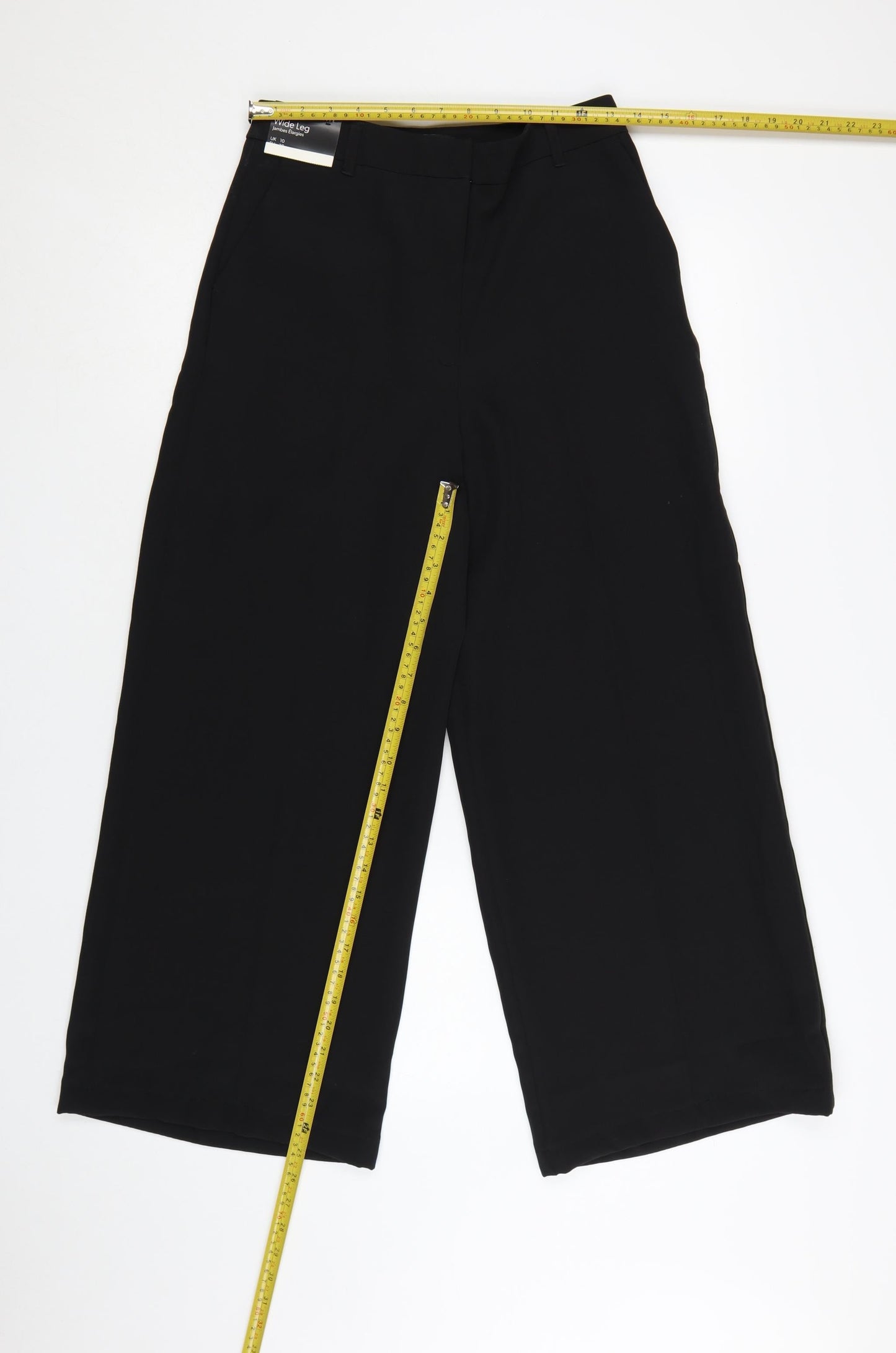 New Look Petite Women’s Black Wide-Leg Trousers UK 10 Polyester Blend