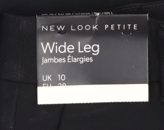 New Look Petite Women’s Black Wide-Leg Trousers UK 10 Polyester Blend