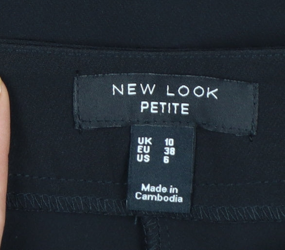 New Look Petite Women’s Black Wide-Leg Trousers UK 10 Polyester Blend