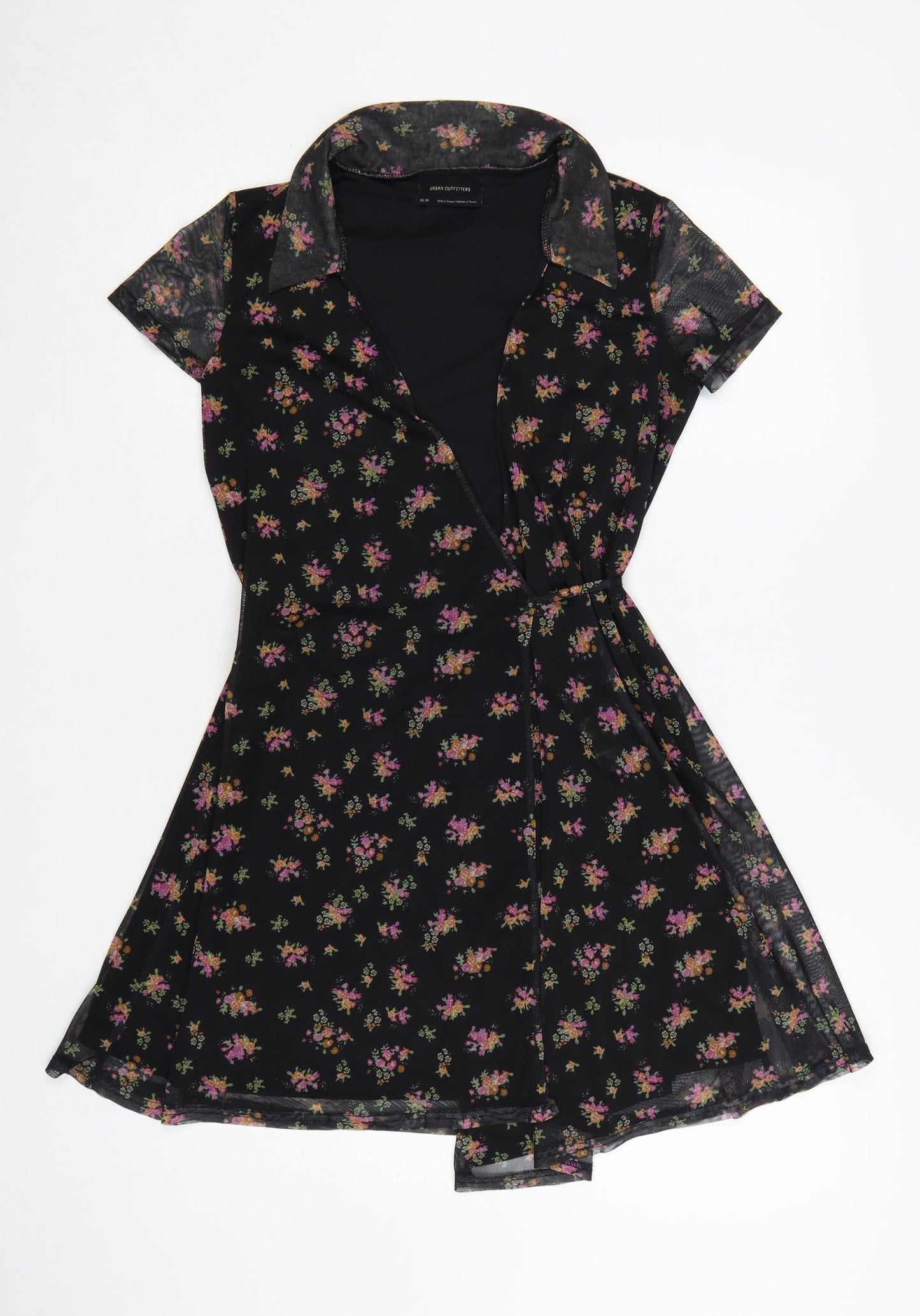 Urban Outfitters Women’s Black Floral Wrap Dress XS