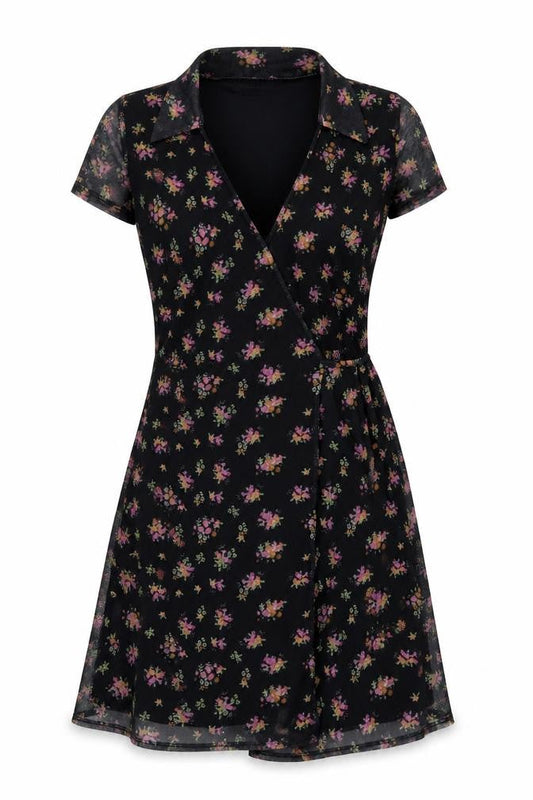 Urban Outfitters Women’s Black Floral Wrap Dress XS