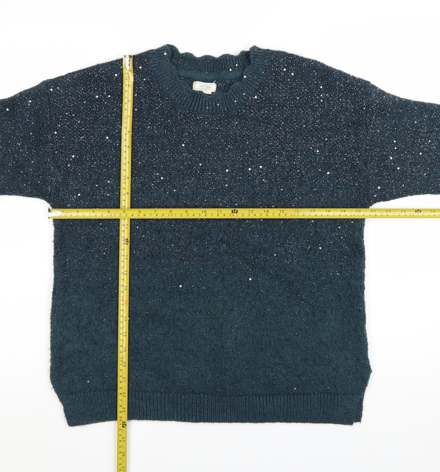Fat Face Women's Blue Sequin Knit Jumper Size 10