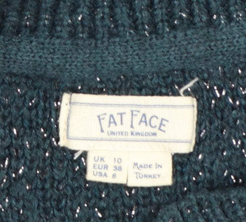 Fat Face Women's Blue Sequin Knit Jumper Size 10
