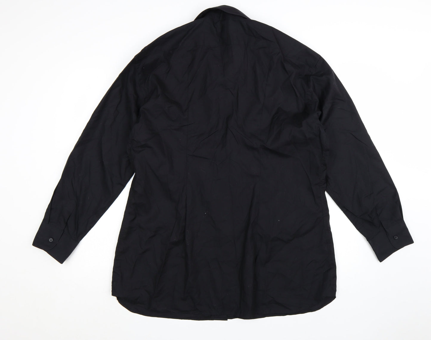 Marks and Spencer Autograph Men's Black 18.5in Cotton Long Sleeve Button-Up Shirt