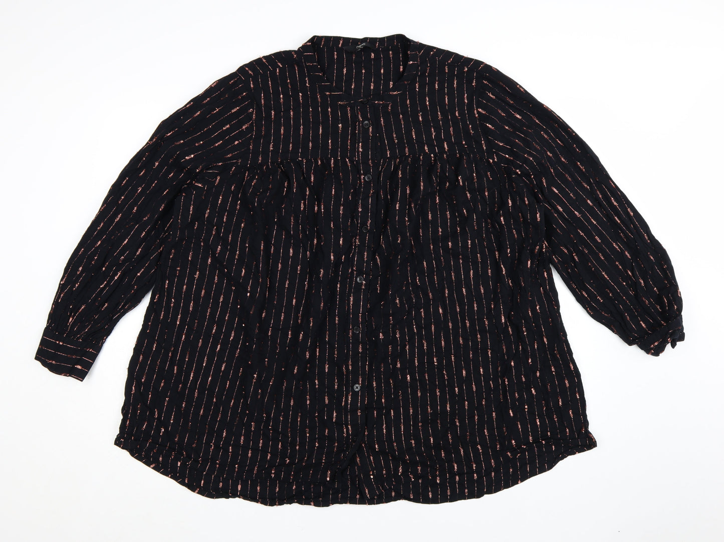 Next Womens Black Striped Tunic Blouse Size 24 Long Sleeve