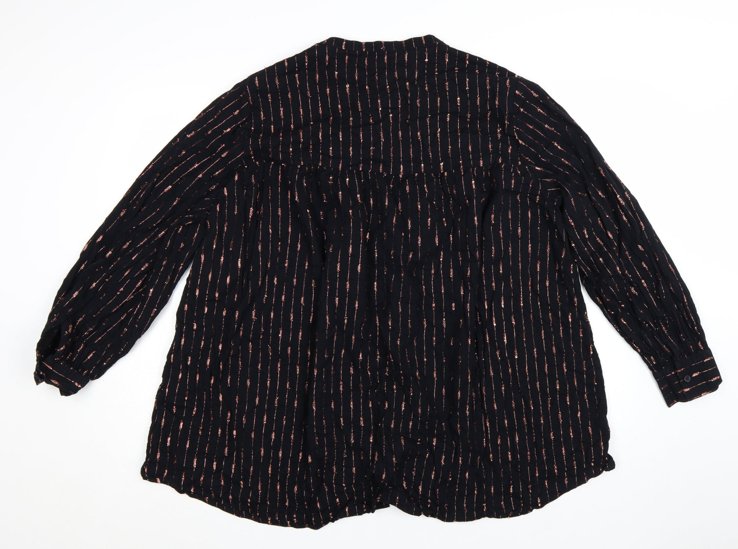 Next Womens Black Striped Tunic Blouse Size 24 Long Sleeve