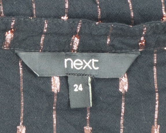 Next Womens Black Striped Tunic Blouse Size 24 Long Sleeve