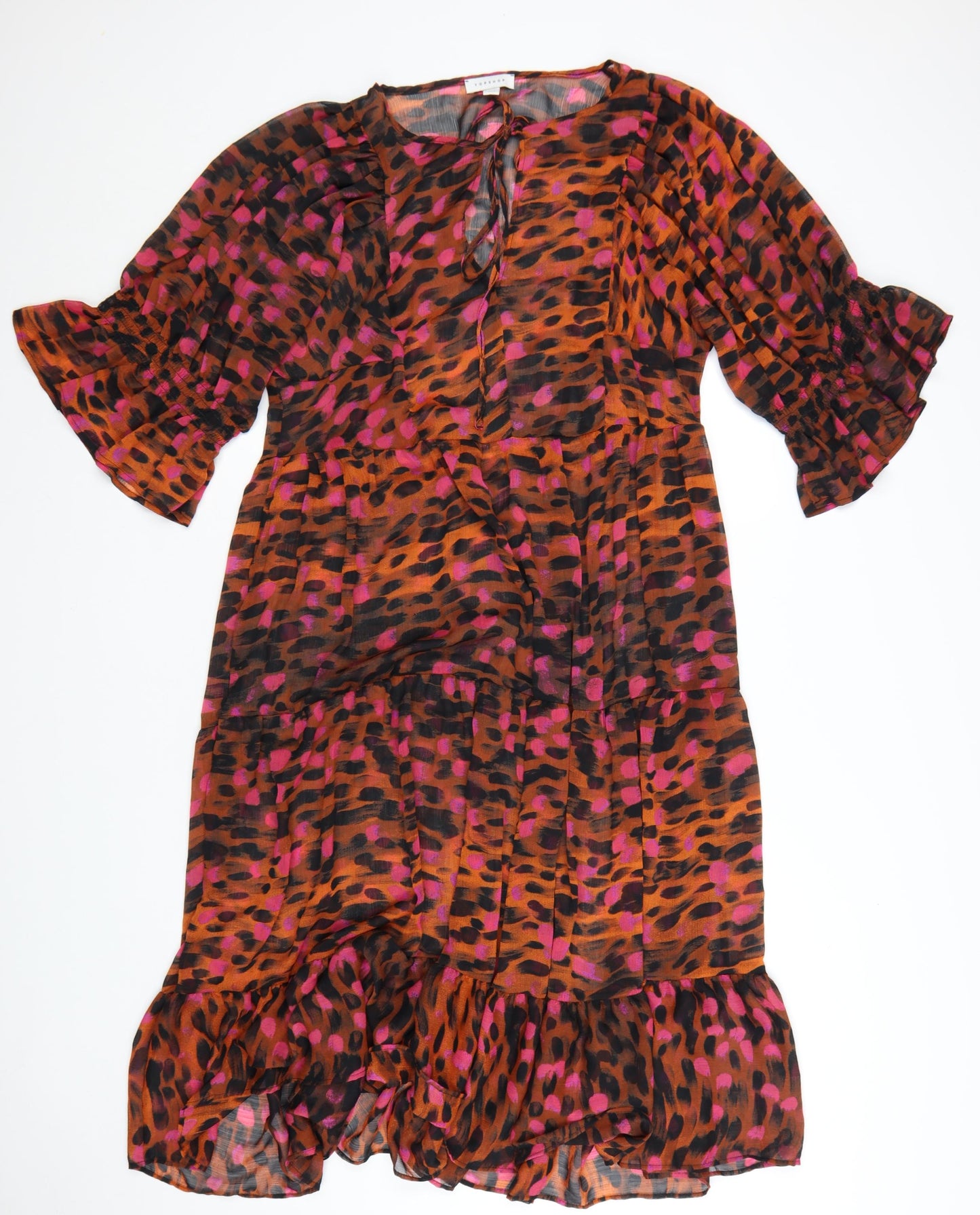 Topshop Women’s Multicoloured Animal Print A-Line Petite Dress UK 14