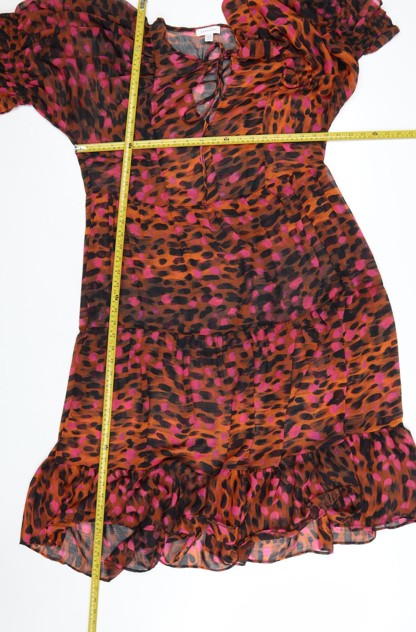 Topshop Women’s Multicoloured Animal Print A-Line Petite Dress UK 14