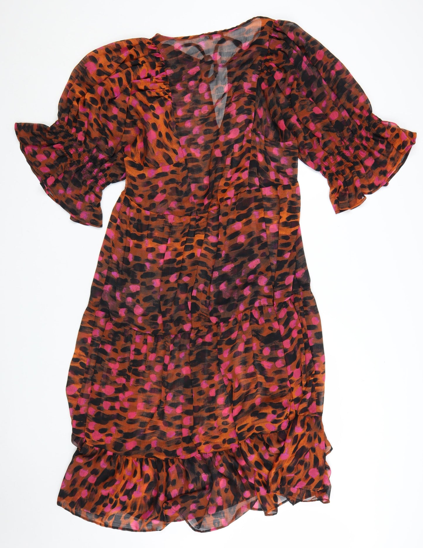 Topshop Women’s Multicoloured Animal Print A-Line Petite Dress UK 14