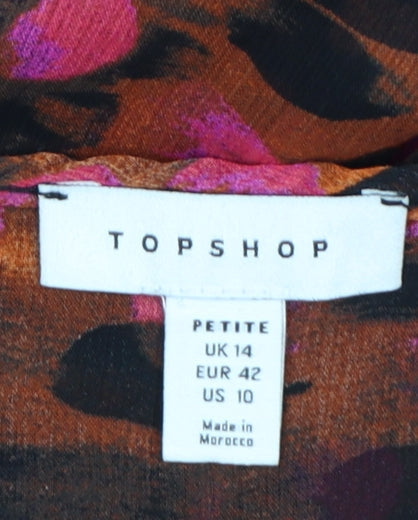 Topshop Women’s Multicoloured Animal Print A-Line Petite Dress UK 14