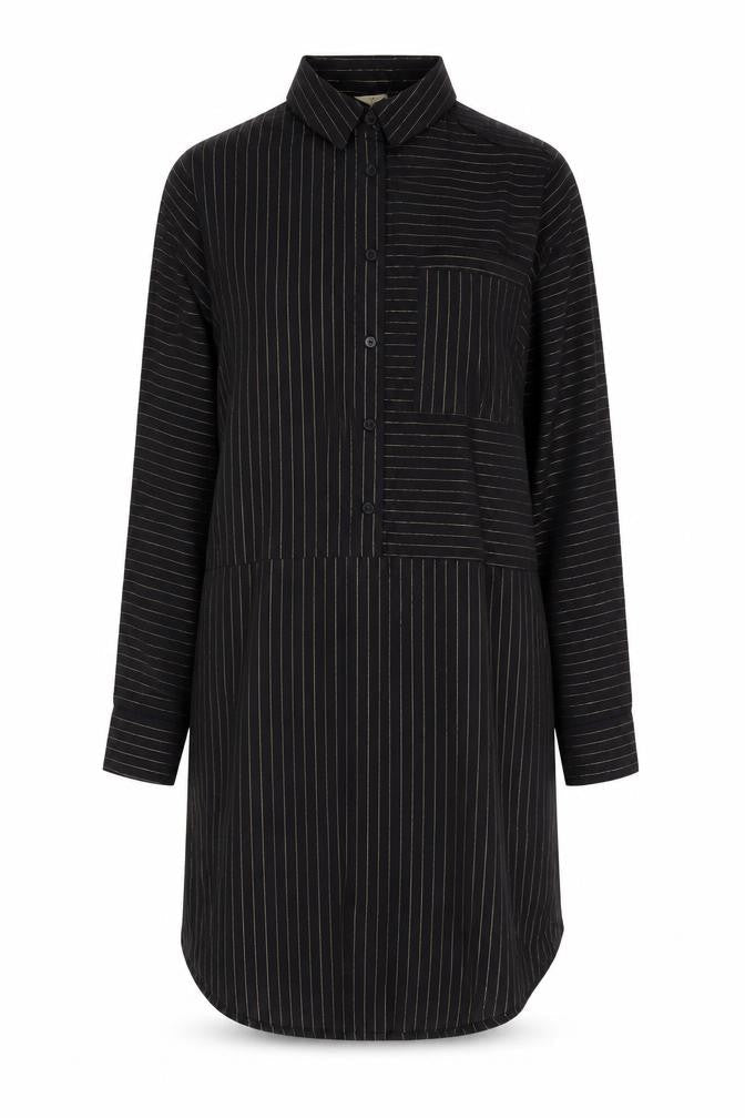 Hush Women’s Black Striped Shirt Dress Size 8 Long Sleeve Collared