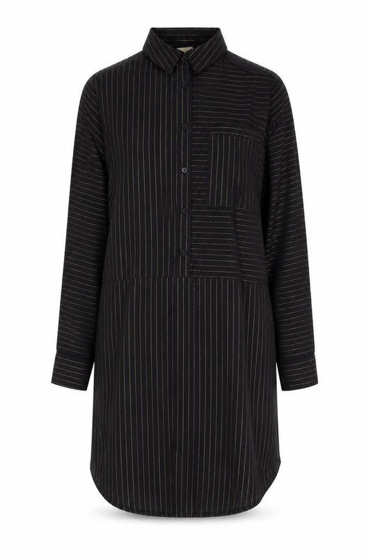 Hush Women’s Black Striped Shirt Dress Size 8 Long Sleeve Collared