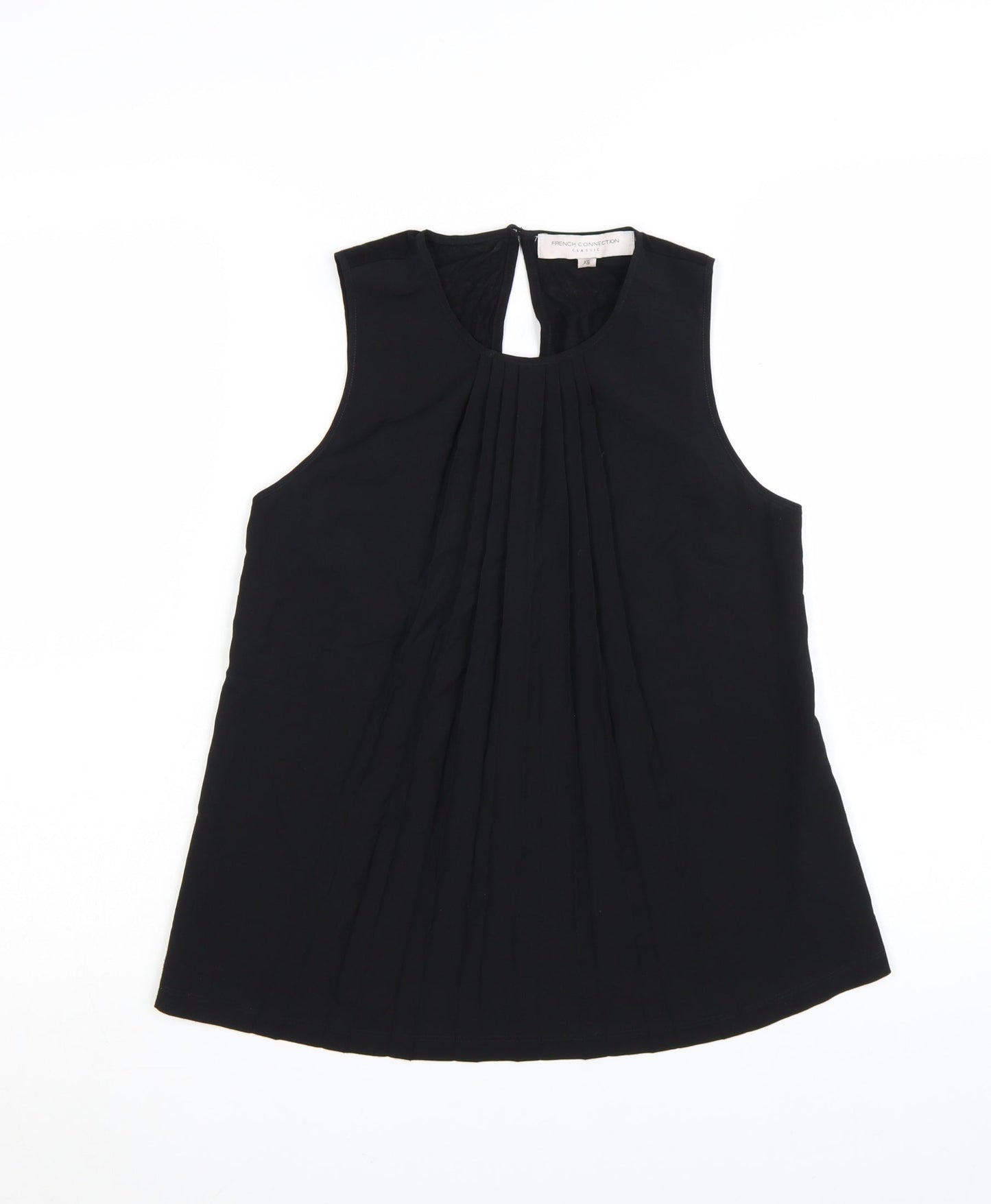 French Connection Women's Black XS Pleated Sleeveless Blouse