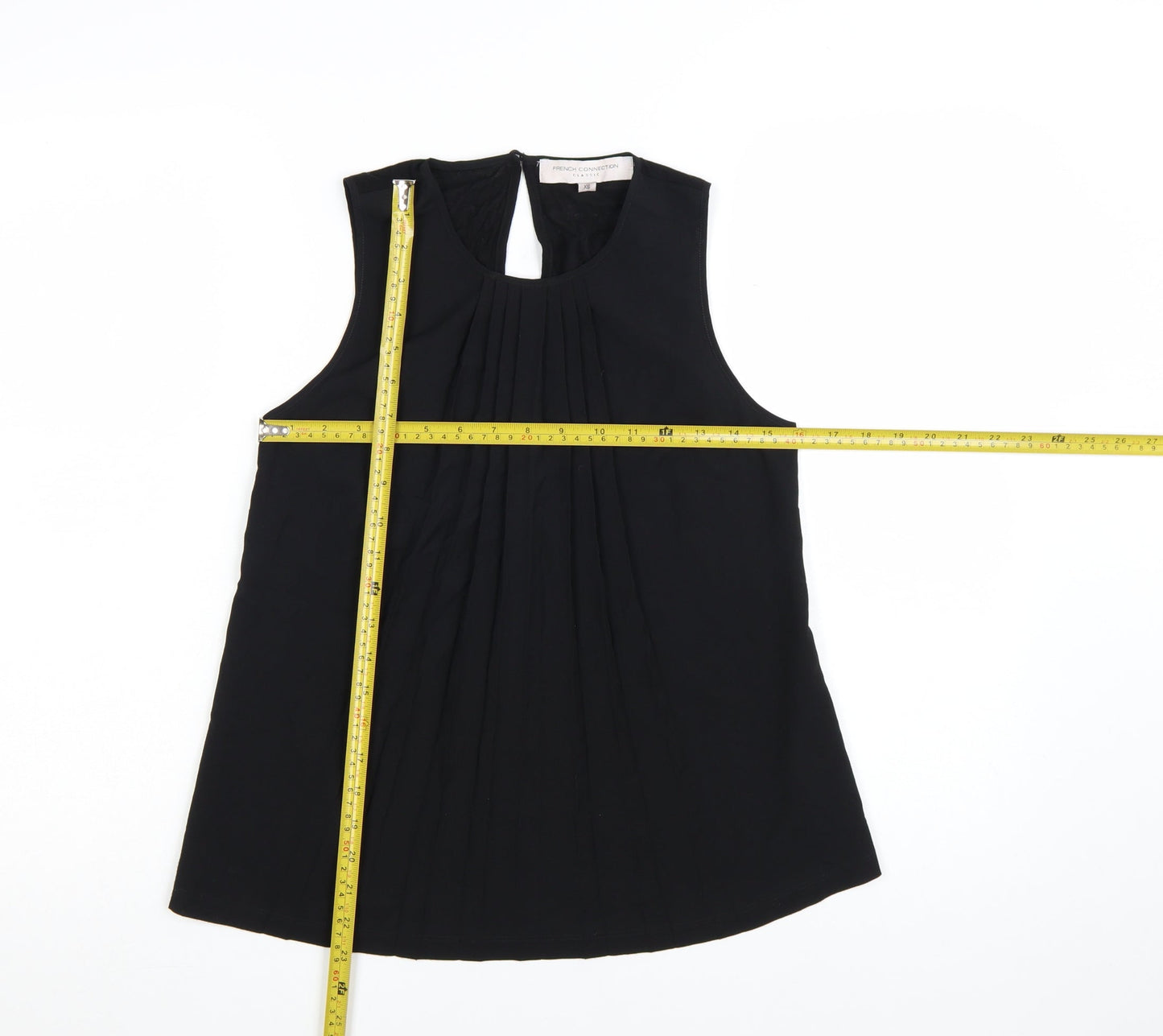 French Connection Women's Black XS Pleated Sleeveless Blouse