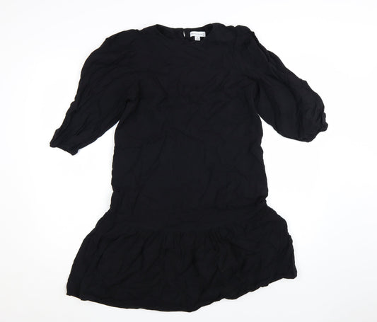 Warehouse Women’s Black Viscose Shift Dress Size 8 3/4 Sleeve