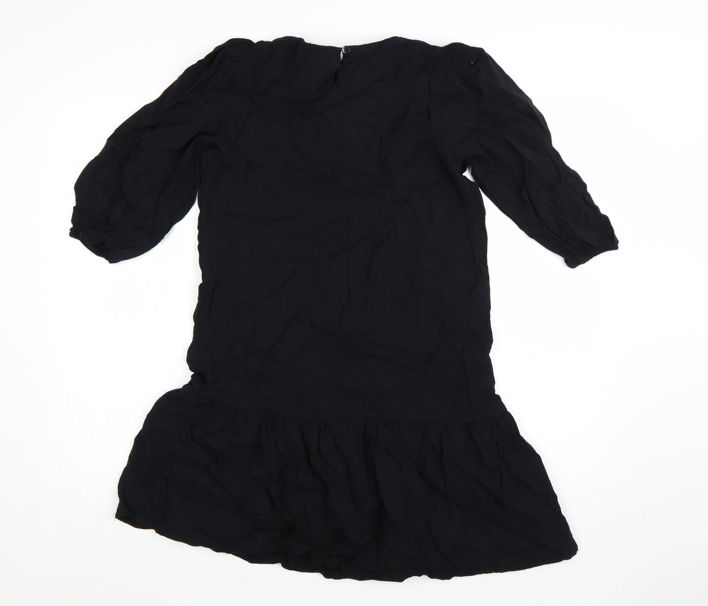 Warehouse Women’s Black Viscose Shift Dress Size 8 3/4 Sleeve