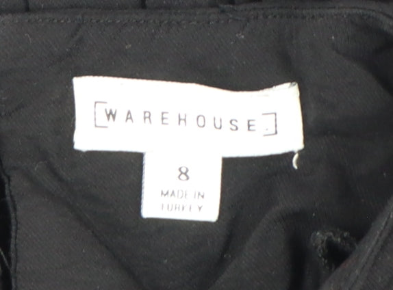Warehouse Women’s Black Viscose Shift Dress Size 8 3/4 Sleeve