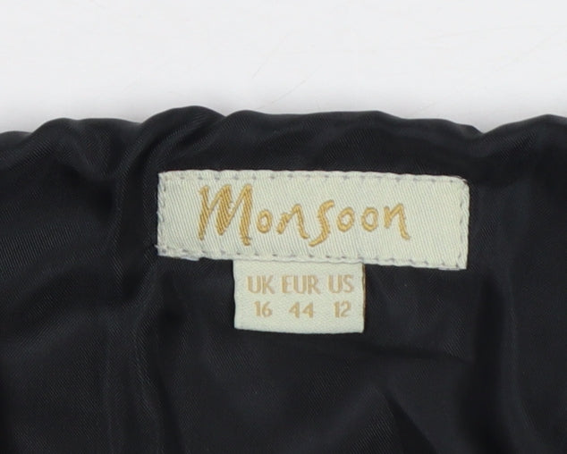 Monsoon Women Black Knee Length A-Line Skirt Size 16