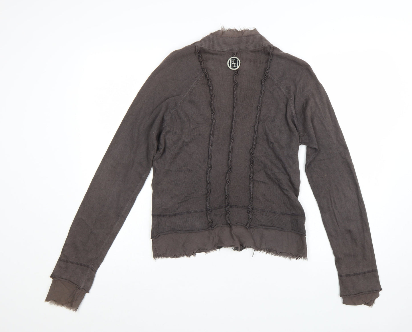 Diesel Womens Brown Cotton Cardigan L Long Sleeve Button Front