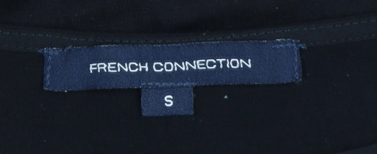 French Connection Women Black Ruffle Hem Short Sleeve Blouse S