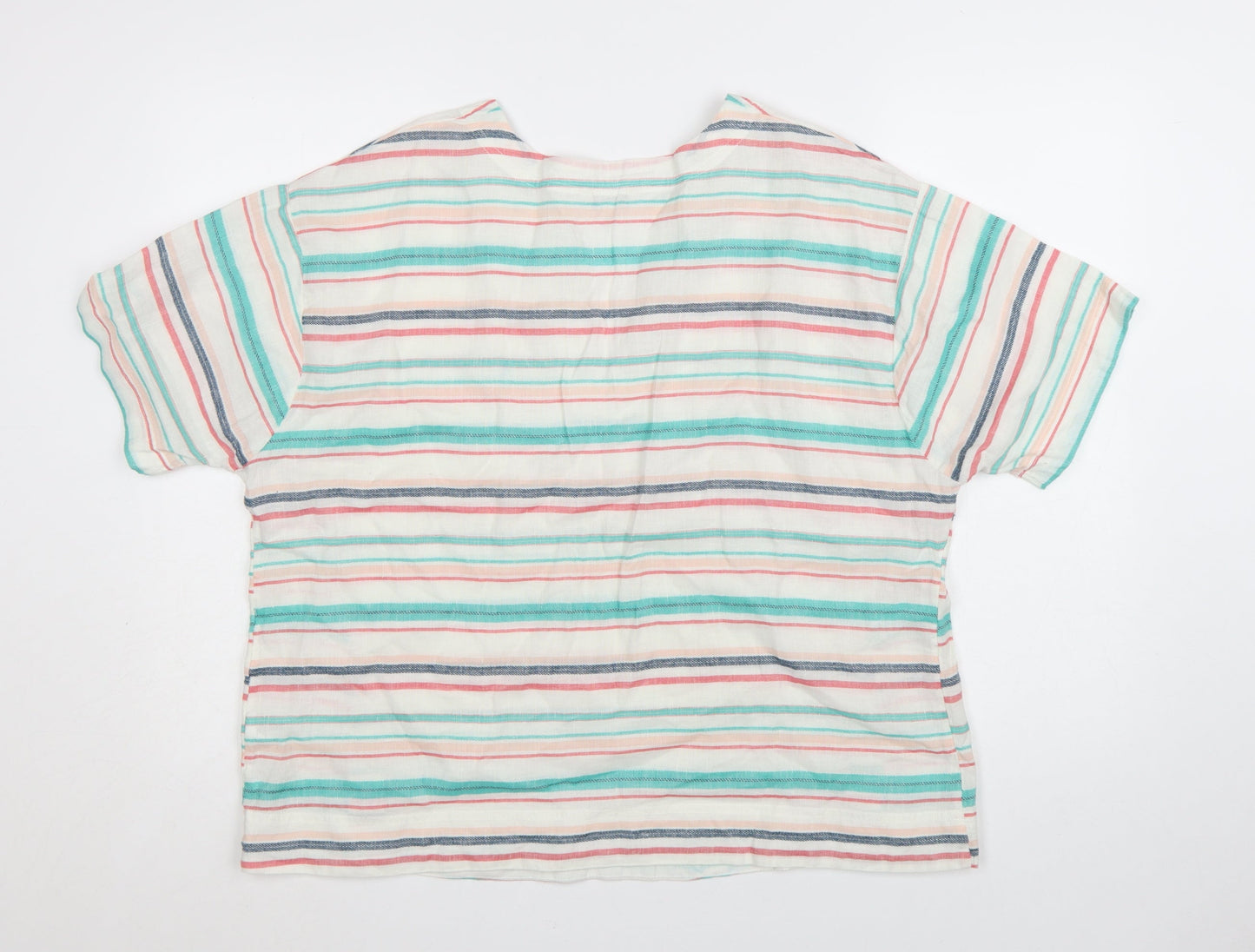 Monsoon Women’s Multicoloured Striped Linen Blend Tunic Blouse L