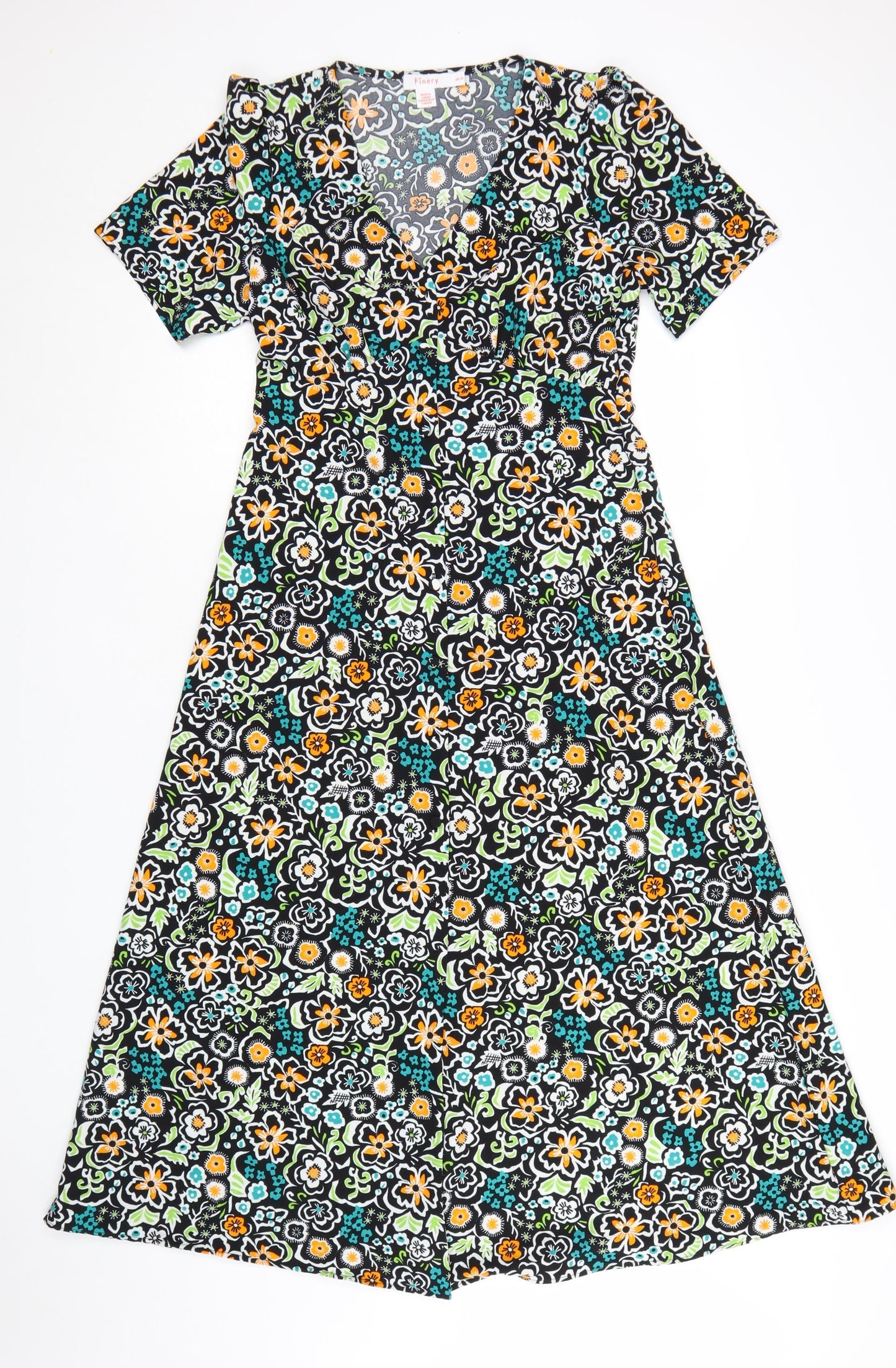 Finery Women's Multicoloured Floral A-Line Midi Dress UK 10