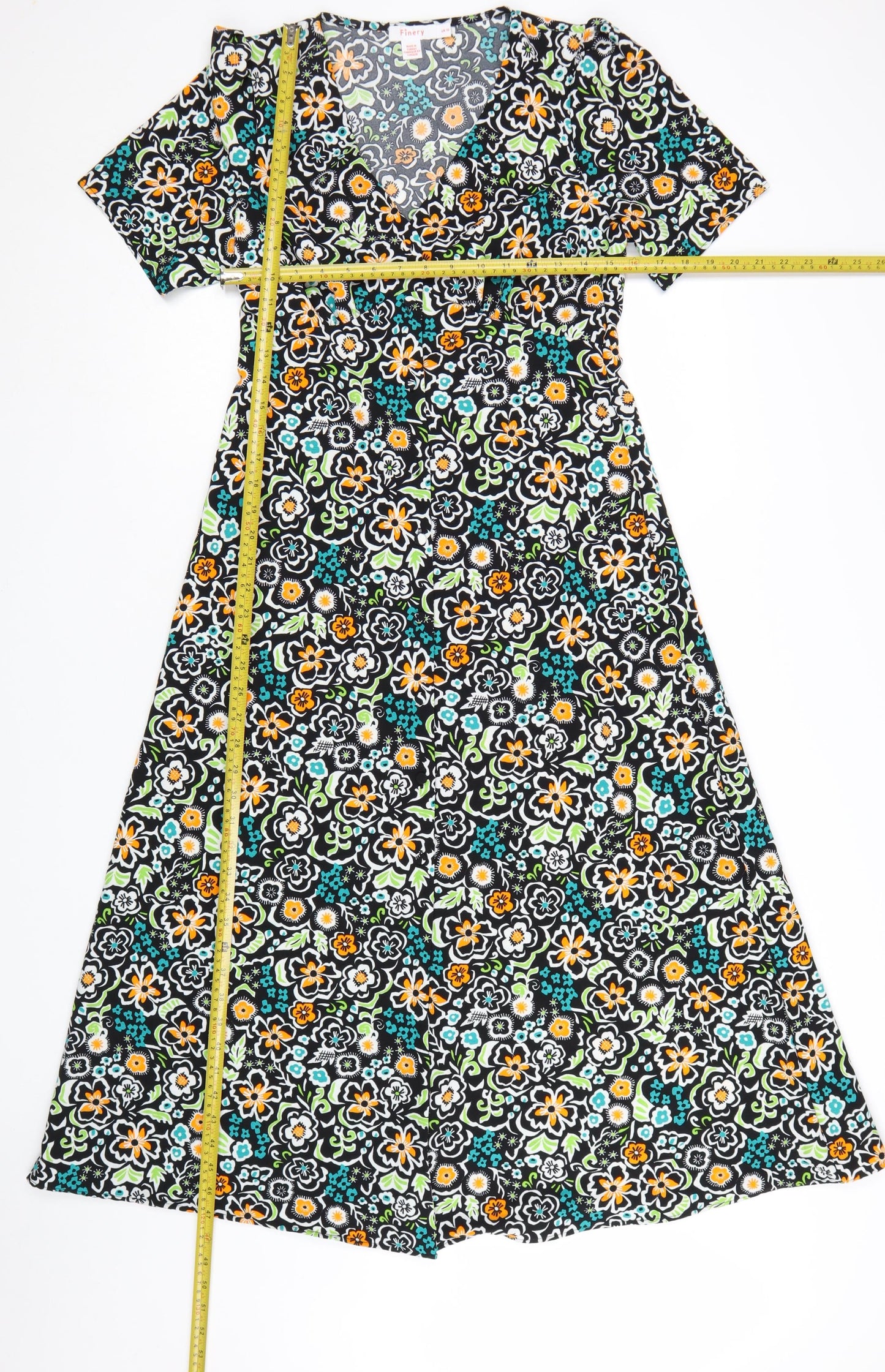 Finery Women's Multicoloured Floral A-Line Midi Dress UK 10