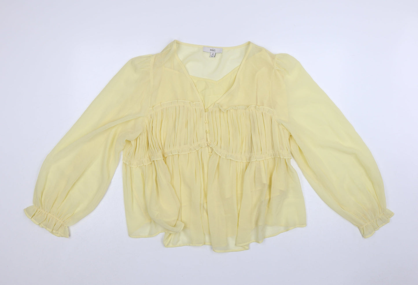 Marks and Spencer Women’s Yellow Chiffon Ruffle Blouse Size 20