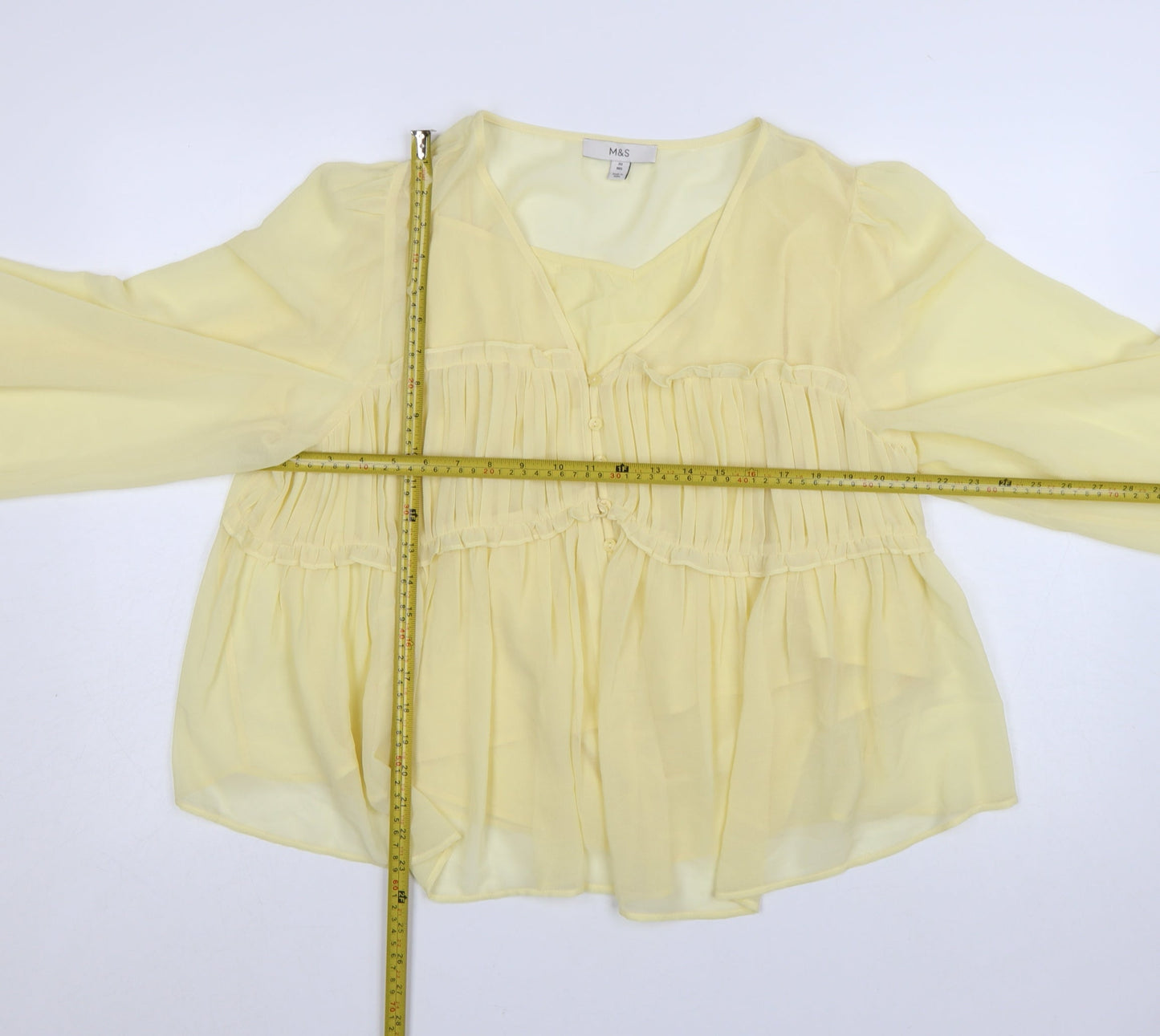 Marks and Spencer Women’s Yellow Chiffon Ruffle Blouse Size 20