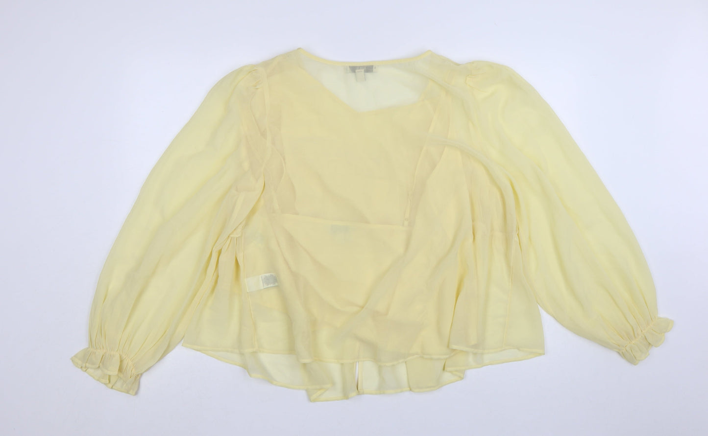 Marks and Spencer Women’s Yellow Chiffon Ruffle Blouse Size 20