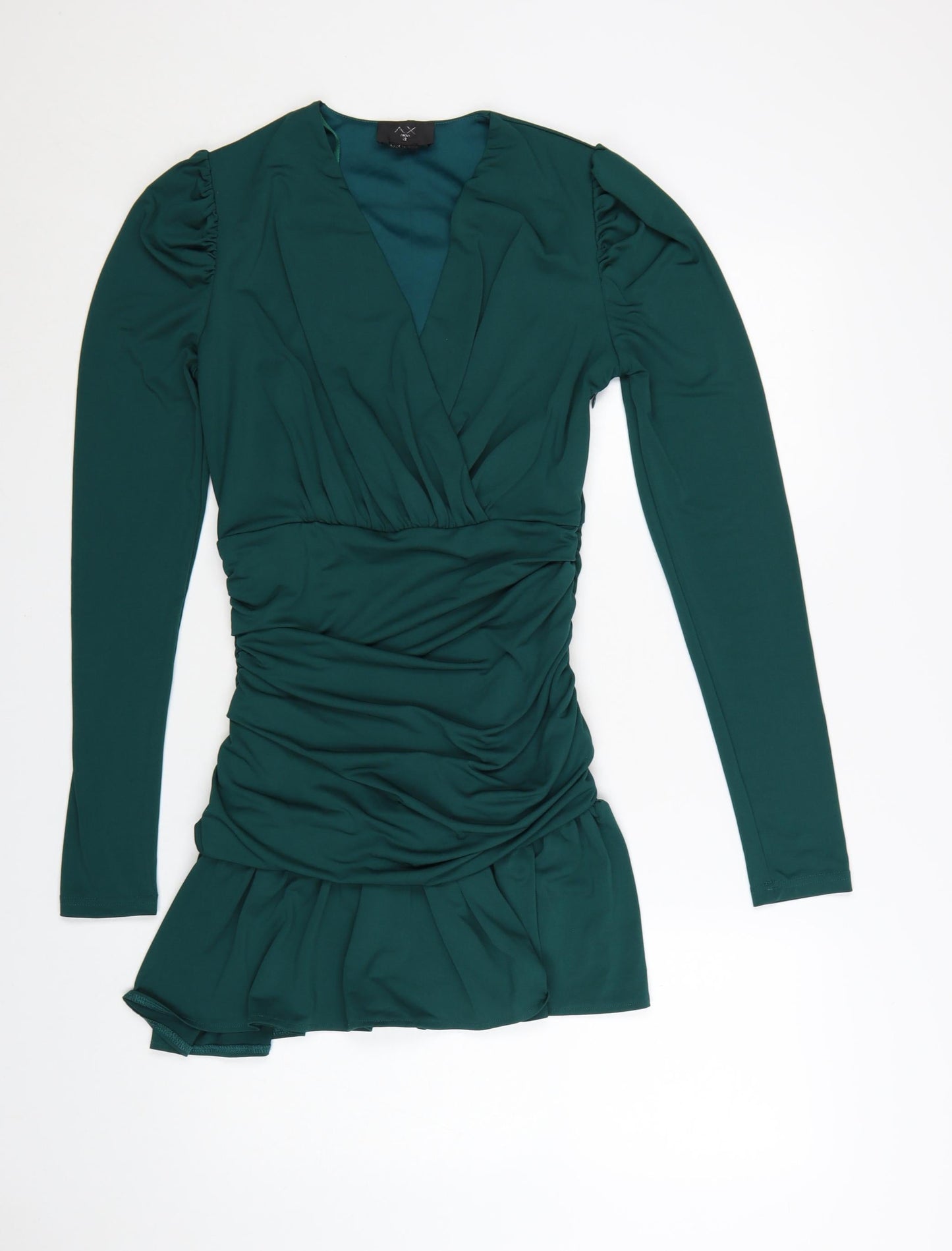 AX Paris Women Green Size 12 Wrap Ruffle Party Dress