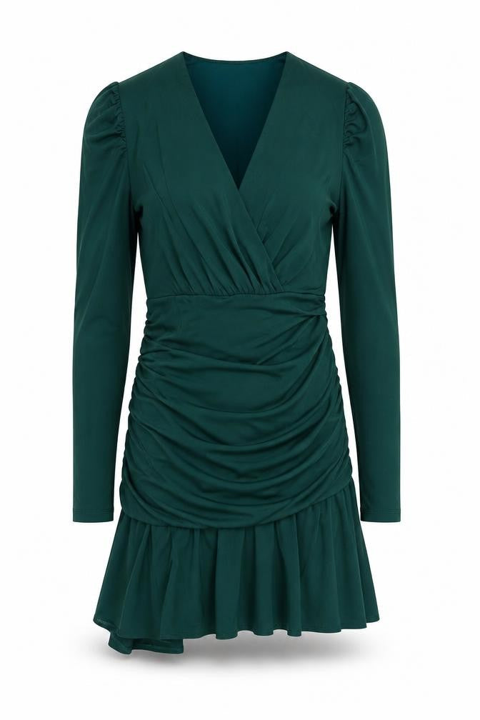 AX Paris Women Green Size 12 Wrap Ruffle Party Dress