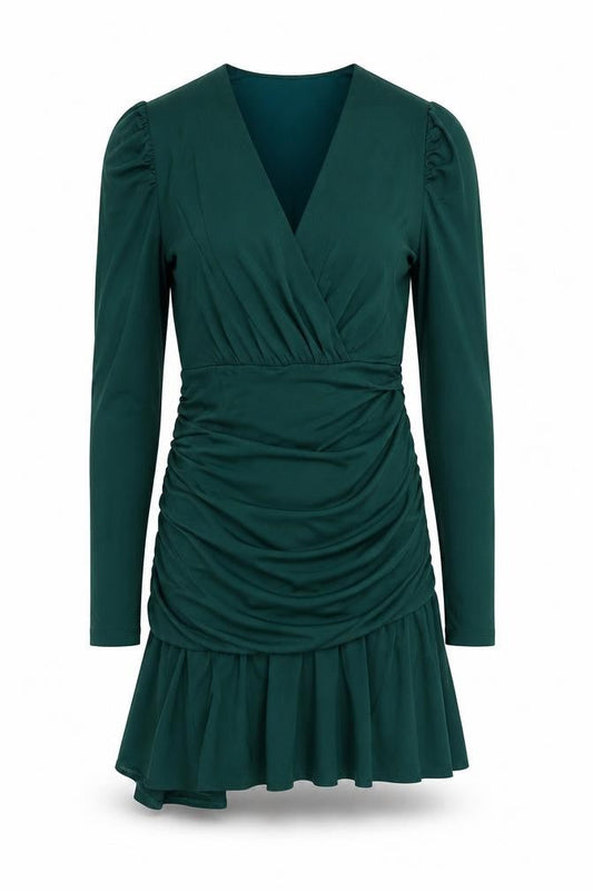 AX Paris Women Green Size 12 Wrap Ruffle Party Dress