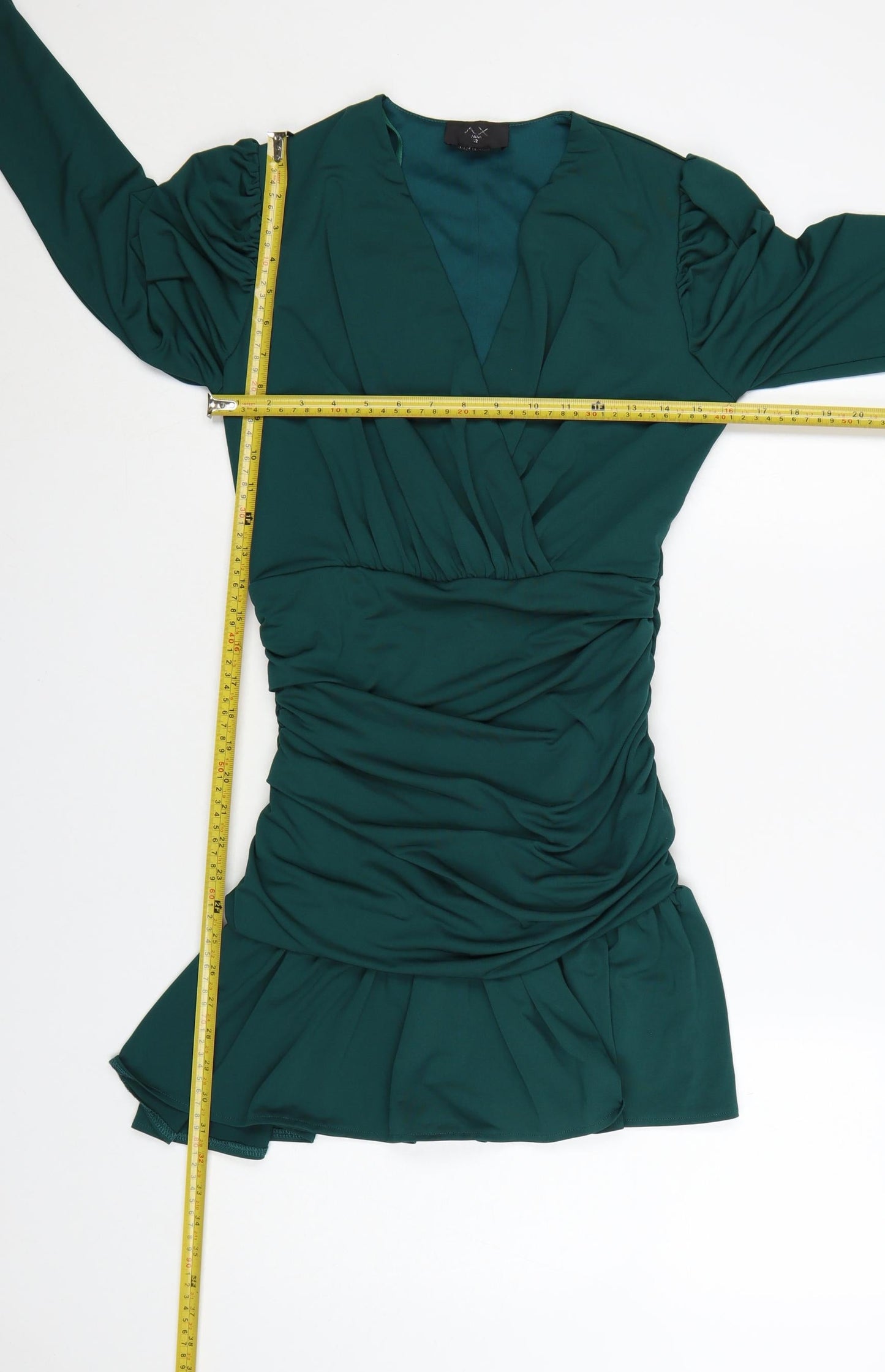 AX Paris Women Green Size 12 Wrap Ruffle Party Dress