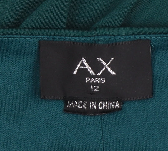 AX Paris Women Green Size 12 Wrap Ruffle Party Dress