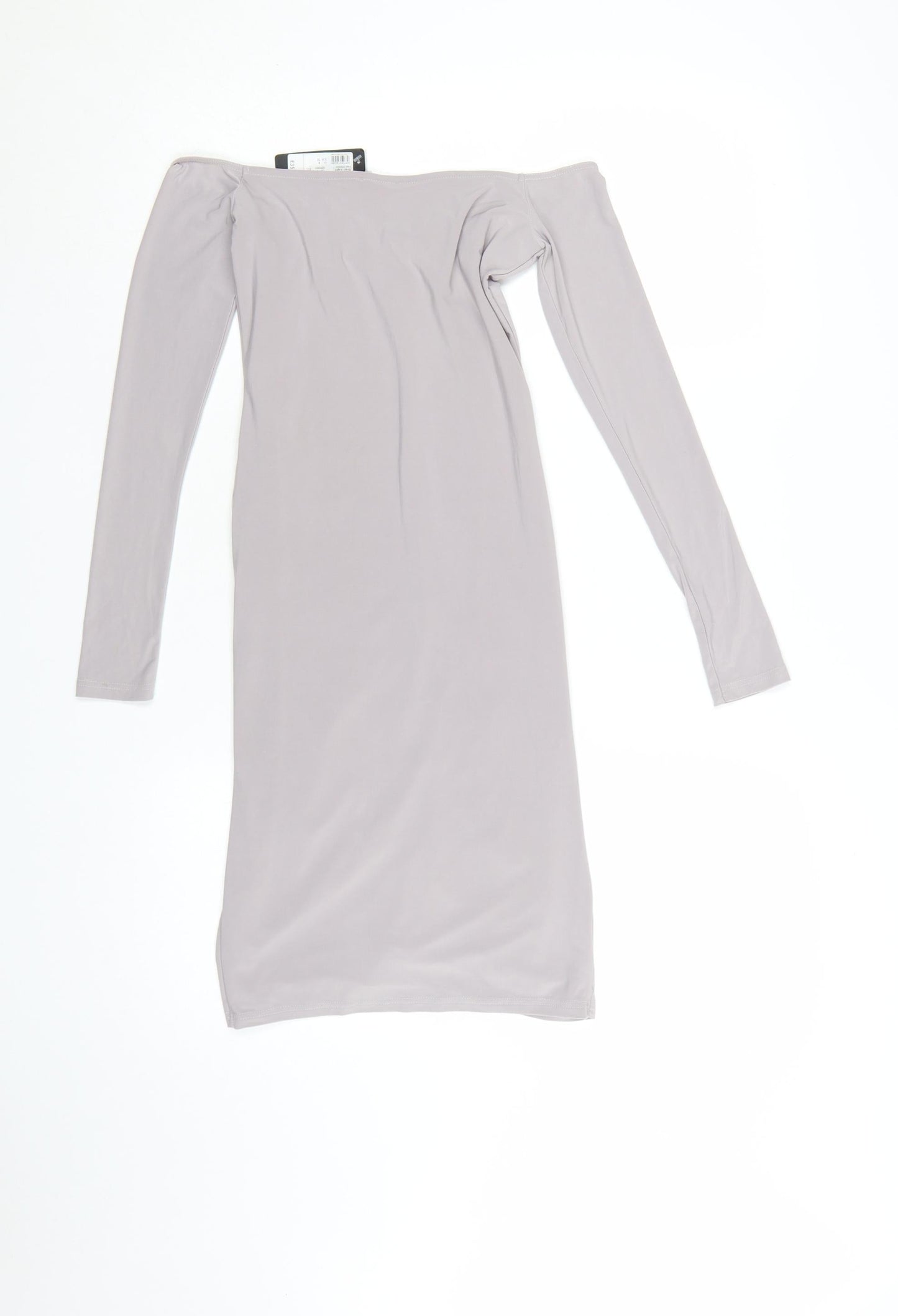River Island Women’s Grey Off Shoulder Ruched Bodycon Dress Size 6