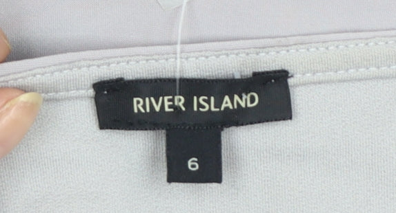 River Island Women’s Grey Off Shoulder Ruched Bodycon Dress Size 6