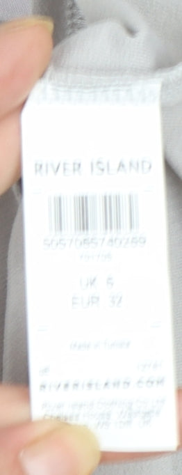 River Island Women’s Grey Off Shoulder Ruched Bodycon Dress Size 6