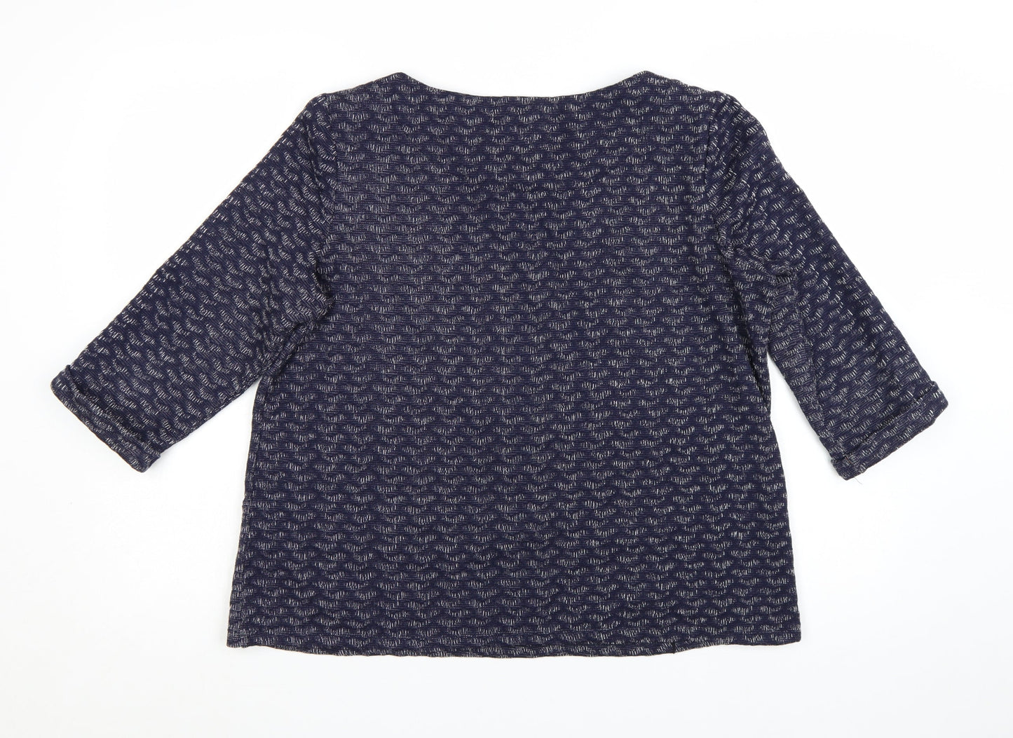 White Stuff Women's Blue Tunic Top Size 14 3/4 Sleeve Cotton Blend
