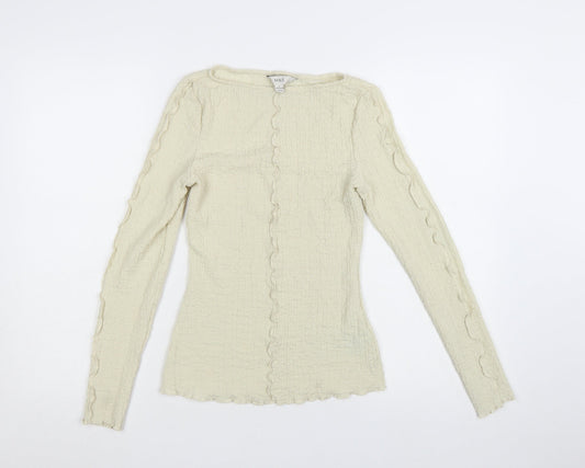 Marks and Spencer Women Beige Long Sleeve Basic Top Size 8 Regular