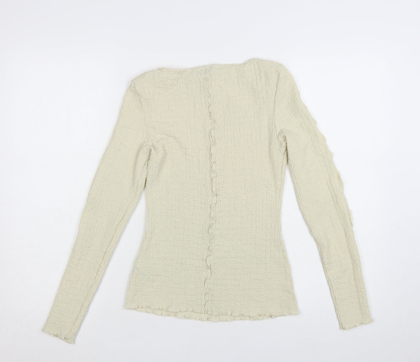 Marks and Spencer Women Beige Long Sleeve Basic Top Size 8 Regular